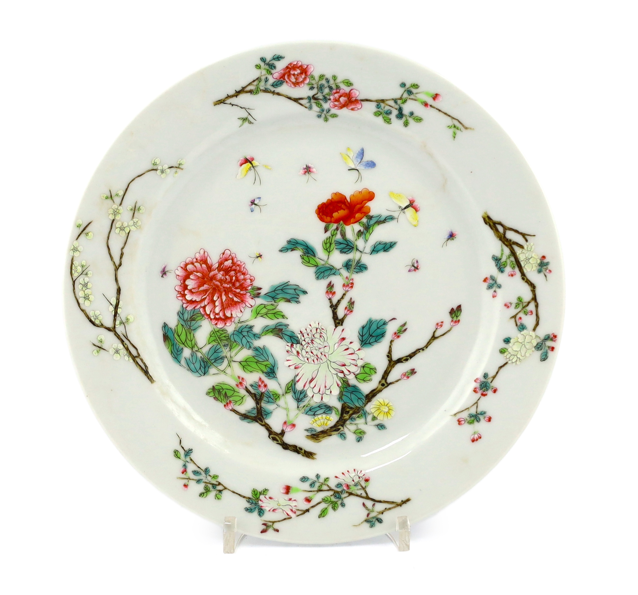 A Chinese famille rose 'peony' plate, Guangxu mark and of the period (1875-1908)
